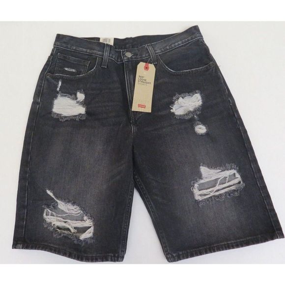 Levi's 569 Men's Sz 32 Black Loose Straight Denim Shorts - Picture 1 of 5